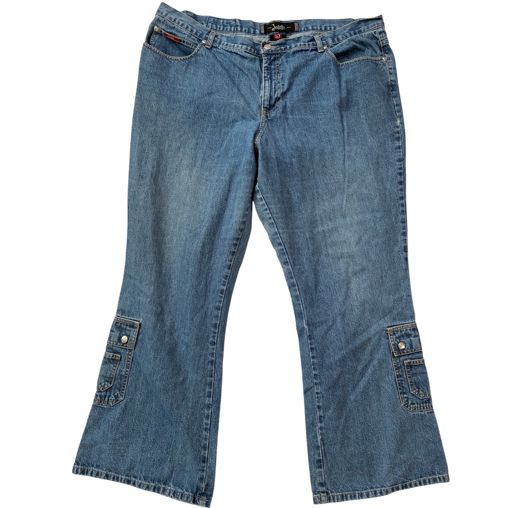 Jalate Jeans Women 22 Blue Medium Wash Y2K Wide Leg Denim Utility Vintage